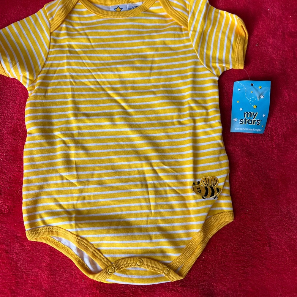 Vintage Yellow Striped Baby Onesie